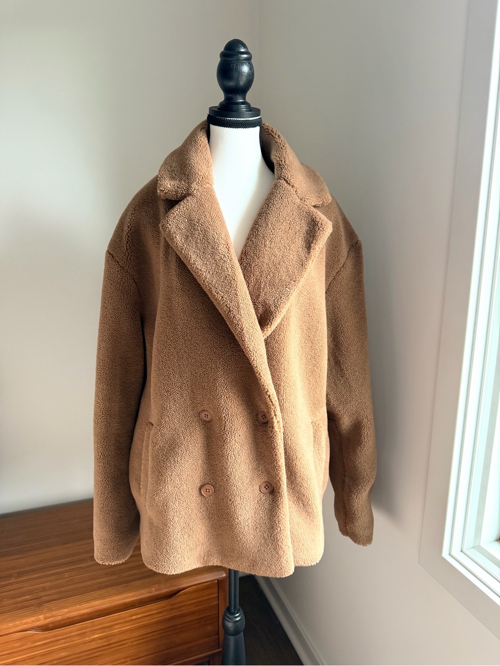 KUT from the Kloth Teddy Faux Fur Double Breasted Coat Camel/Tan Women’s